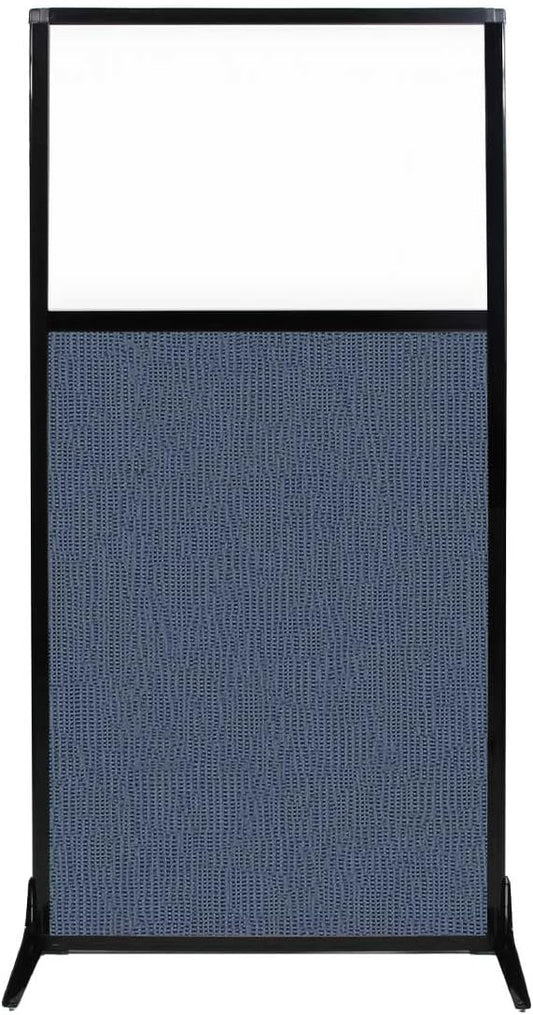 Versare Workstation Partition | Portable Wall Divider | Modern Office Cubicle | Free Standing Privacy Screen | Flexible Work Space | 33" x 70" W/Window, Ocean Fabric Panels-DeskLoop Office