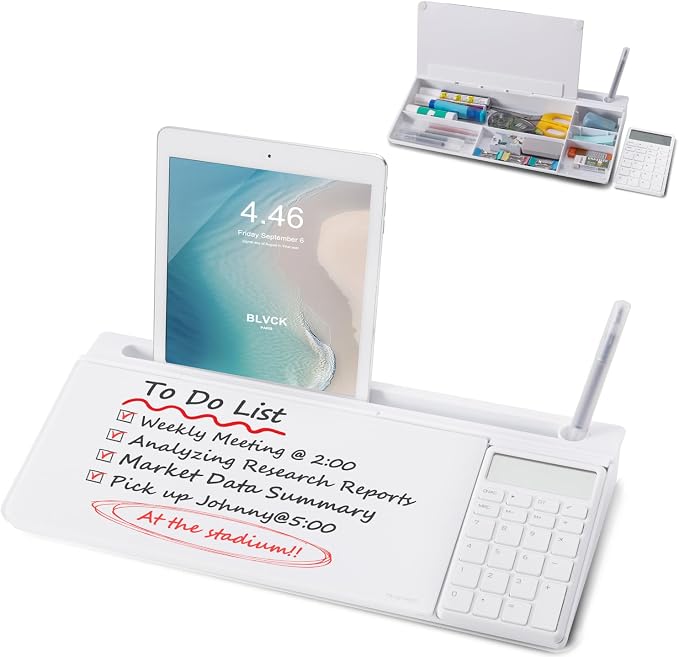 Small Glass Desktop Whiteboard Dry-Erase-Board by TSJOFFICE-WipeCleanThinkGreenWorkSmart