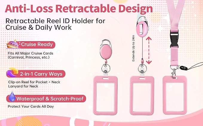 ID Badge Holder with Retractable Reel & Detachable Lanyard Clip, Double-Sided - Image 7