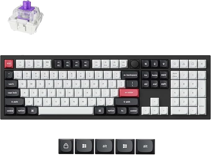 Keychron Q6 HE Wireless Custom Mechanical 100% Full Keyboard, 2.4 GHz/Bluetooth/Wired QMK Rapid Trigger Hot-Swappable Programmable Gateron Double-Rail Magnetic Switches for Mac Windows, Carbon Black-DeskLoop Office