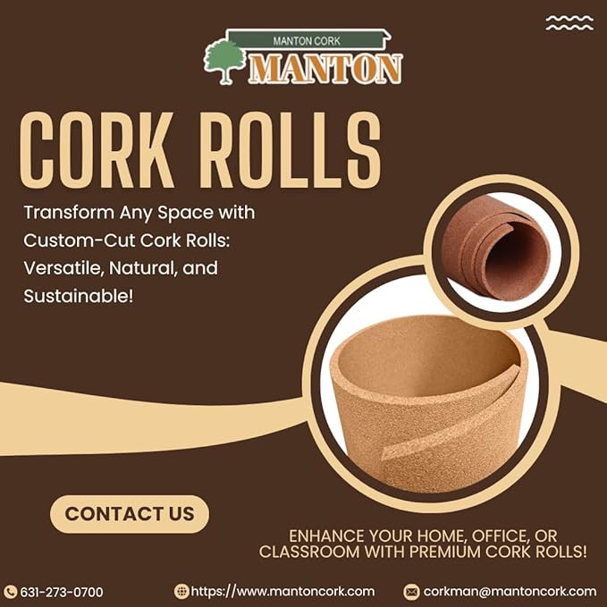 Manton Cork Premium Cork Roll - 4' x 8' x 3/8", 100% Natural Facing Grade Material for Bulletin Boards, Decorative Photo and Message Push Pin Displays - Perfect for Home, School, and Office-DeskLoop Office