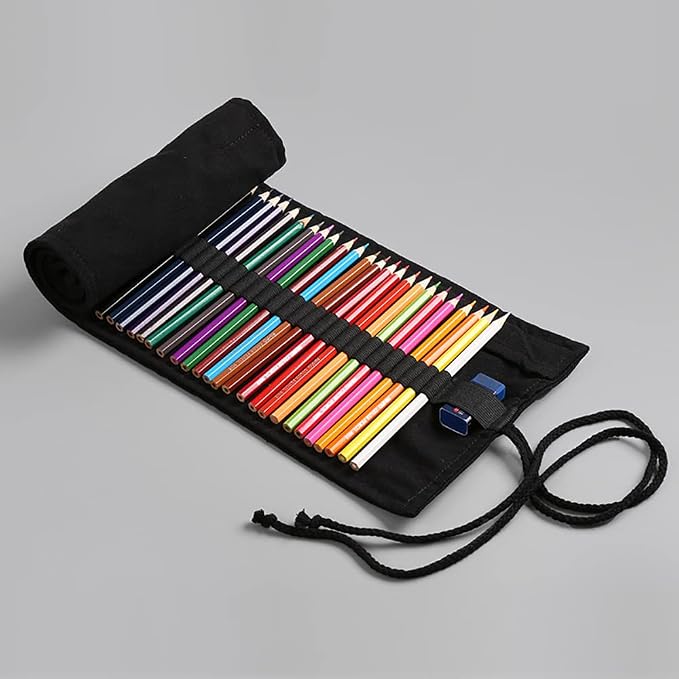DIYOMR 24/36/72 Slots Pencil Wrap Pencil Rolls, Artist Colored Pencils Roll Up - Image 4
