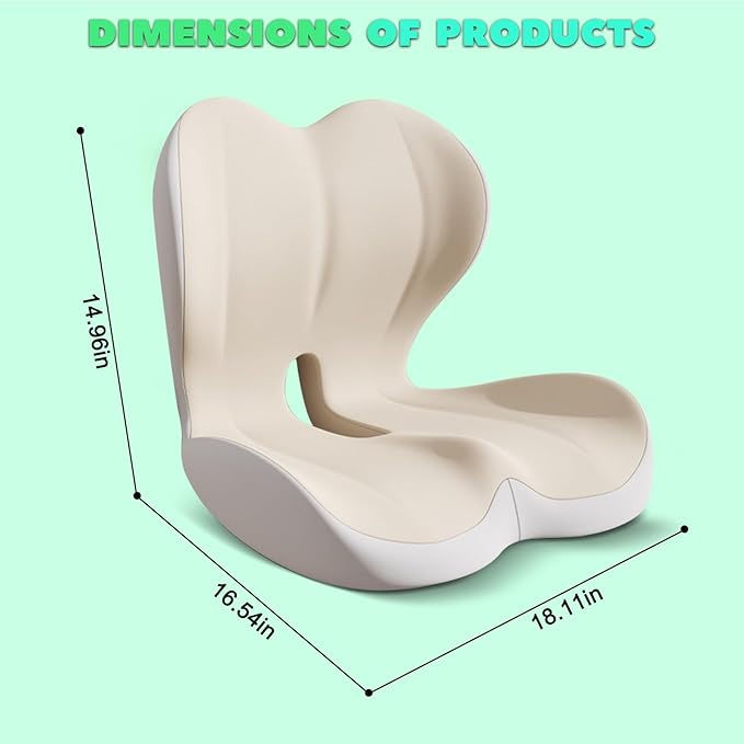 Buttocks Cushion for Office Chair Memory Foam Seat Pad for Butt Support Tailbone Relief Ergonomic Chair Cushion for Home Car Travel or Work (Off White)-DeskLoop Office