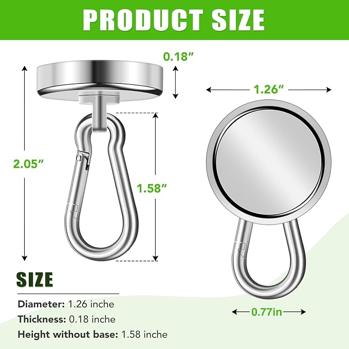 E BAVITE Carabiner Magnetic Hooks, 110LBS Strong Magnet Hook Heavy Duty - Image 2