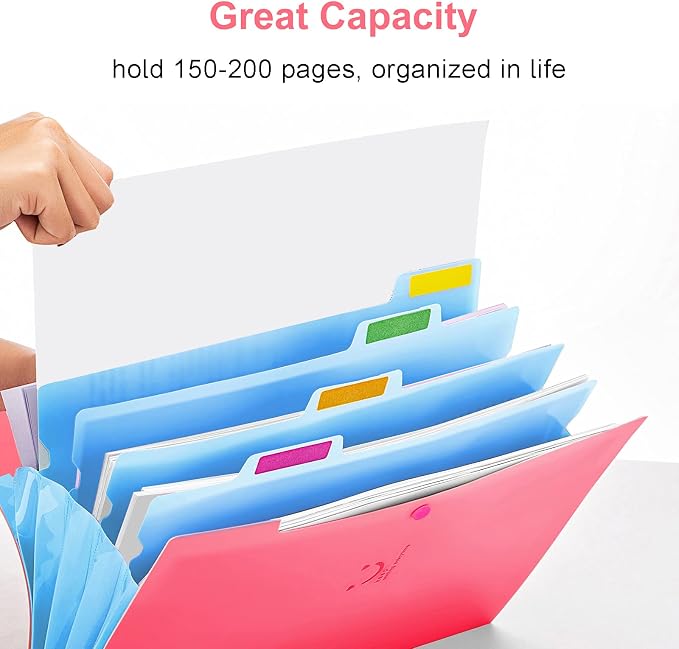 Forvencer Accordion File Organizer, Letter Size, 5 Pocket Expanding File Folder - Image 3