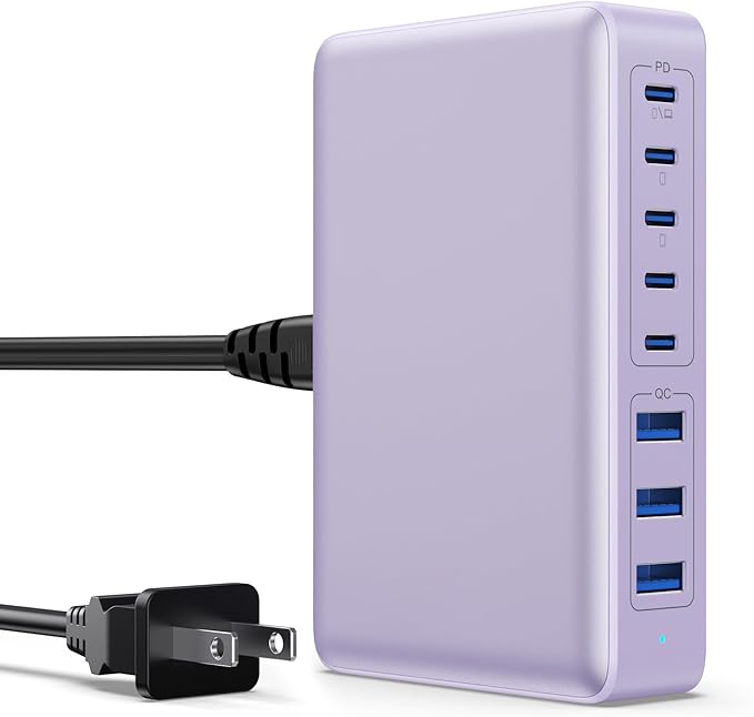 USB C Charger 300W USB C Charger Block 8-Ports GaN IV Fast Charging Station,PD 100W Laptop Charging Hub Wall Adapter Compatible with MacBook/Air,DELL,Steam Desk,iPhone 16/15/14,Galaxy S24 etc-DeskLoop Office