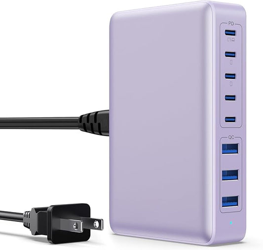 USB C Charger 300W USB C Charger Block 8-Ports GaN IV Fast Charging Station,PD 100W Laptop Charging Hub Wall Adapter Compatible with MacBook/Air,DELL,Steam Desk,iPhone 16/15/14,Galaxy S24 etc-DeskLoop Office