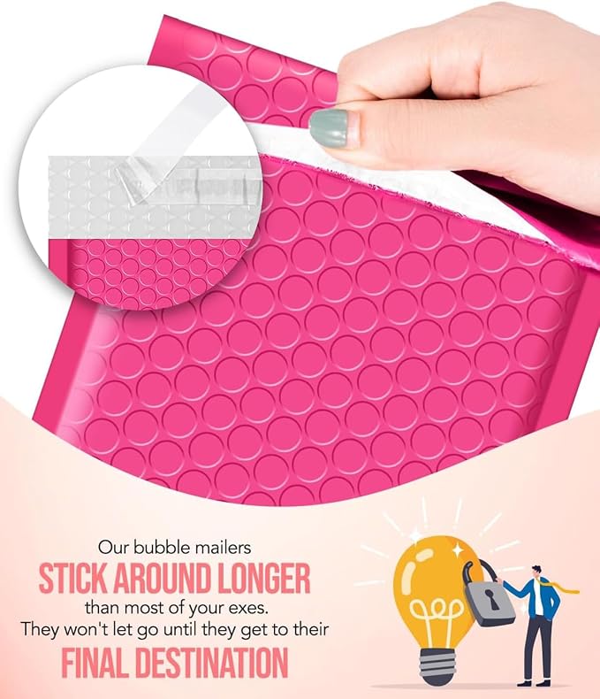 GSSUSA Pink Bubble Mailers 4x8 Small Padded Envelopes, 800 Pack, Strong - Image 5