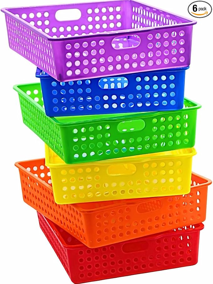 4E's Novelty 6 Pcs Colorful Plastic Classroom Storage Bins 13.75" X 10.25" by 4EsNovelty