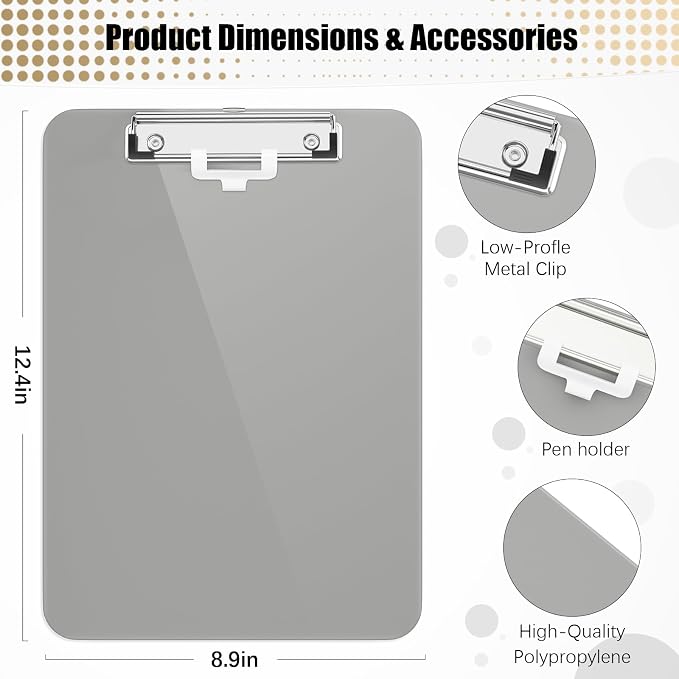 Hongri Plastic Clipboard with Pen Holder, Nurses and Women, Low Profile Clip - Image 3