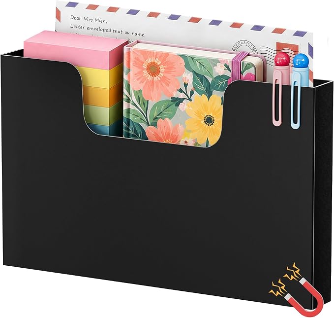 Marbrasse Magnetic File Holder, Magnetic Hanging Wall File Organizer, Pocket by Marbrasse