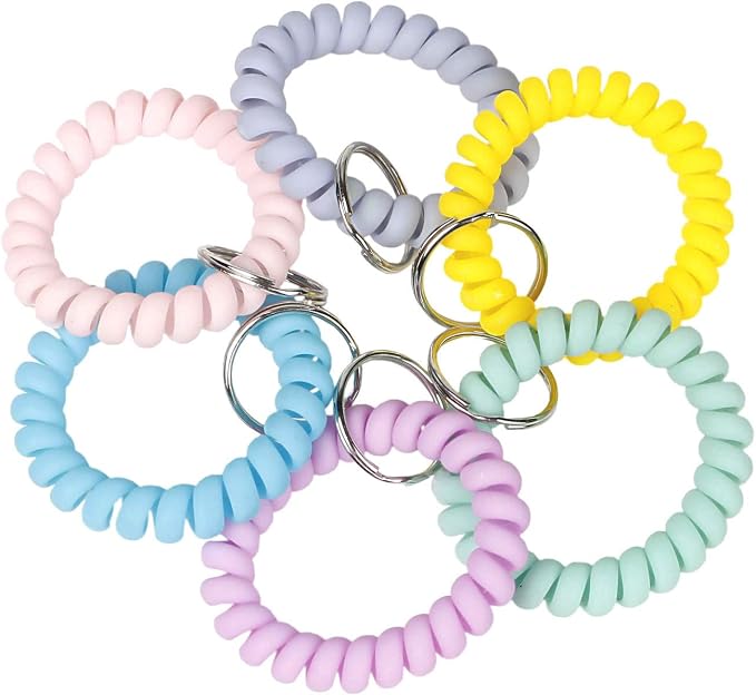 BIHRTC 6 Color Wrist Keychain Plastic Spring Flexible Spiral Wrist Coil - Image 5