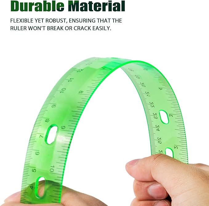 28 Pack Plastic Ruler 12 Inch Transparent Rulers - Metric Bulk for Kids School Office Classroom, Green
