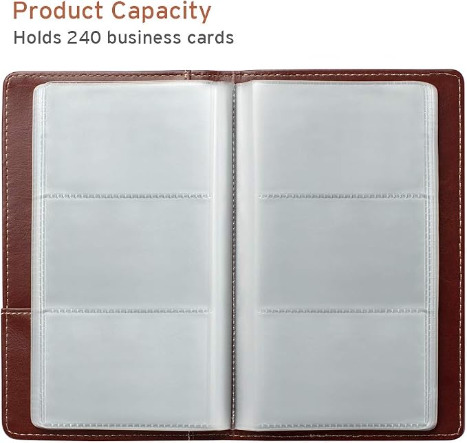 Sooez Leather Professional Business Card Book Holder Organizer, 240 Capacity - Image 3