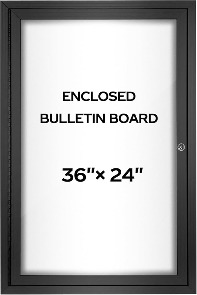 INNOVART Enclosed Bulletin Board 36”x24”, Lockable Dry Erase Noticeboard by INNOVART