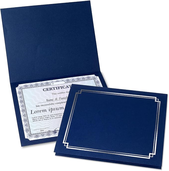 Classic Blue & Silver Certificate Folders by Fine+Stationery