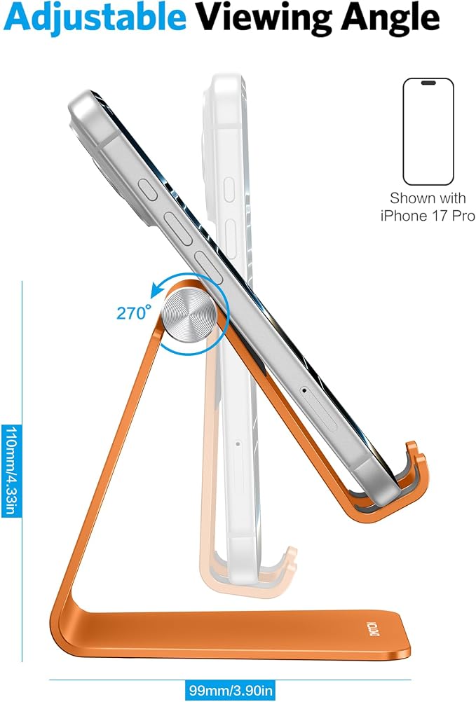 OMOTON Adjustable Cell Phone Stand, Aluminum Desktop Cellphone Stand - Image 4
