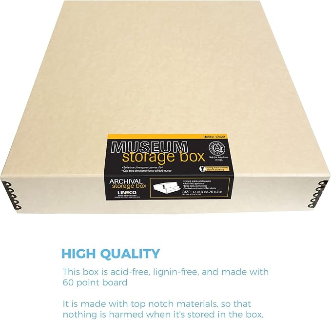 Lineco Museum Archival Storage Box, 17.75x22.75x3 in. Drop Front Design. - Image 4