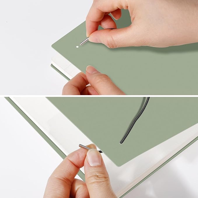 AHGXG Bullet Dotted Journal - Dot Grid Spiral Notebook A5, 160 Pages, 100 GSM Thick Paper, Waterproof Plastic Cover Journals for Bullet Journaling, Sketching, 5.7" x 8.3", Sage Green-DeskLoop Office