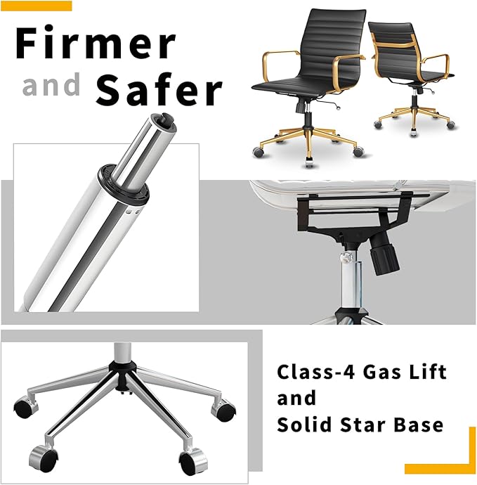 Chair, Desk Computer Chair ，with Armrests ，Ergonomic Office Chair for Home and Office, 17.32 x 22.83 x 35.43 inches, Multiple Colors (Gold Black)-DeskLoop Office