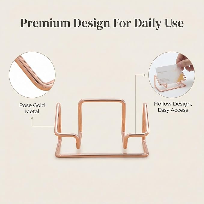 2 Pack Minimalist Metal Business Card Holder, Simple Wire Frame Desktop - Image 3