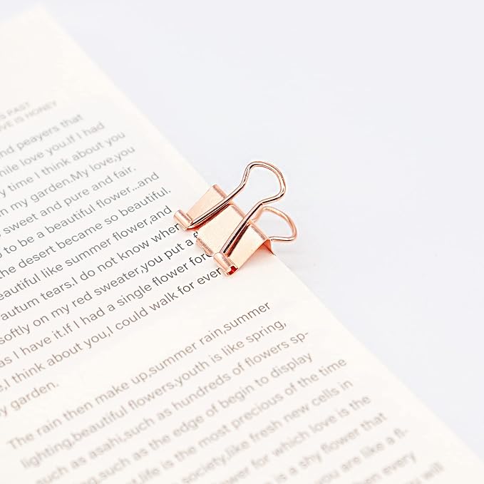 Rose Gold Binder Clips, Mini Paper Clip, Small Paper Clamps 15mm, 100 Pack - Image 2
