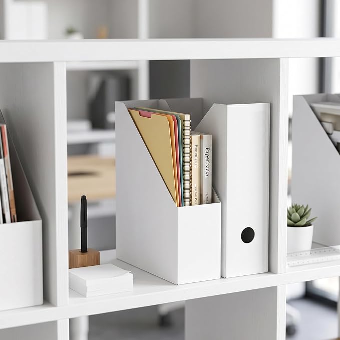 Rempry 12 Pack Magazine File Holders White, Foldable Cardboard Document - Image 7