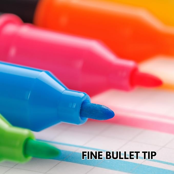 Hoshi 5PCs Premium Fluorescent Dual Tip Highlighters, High Ink Capacity - Image 4