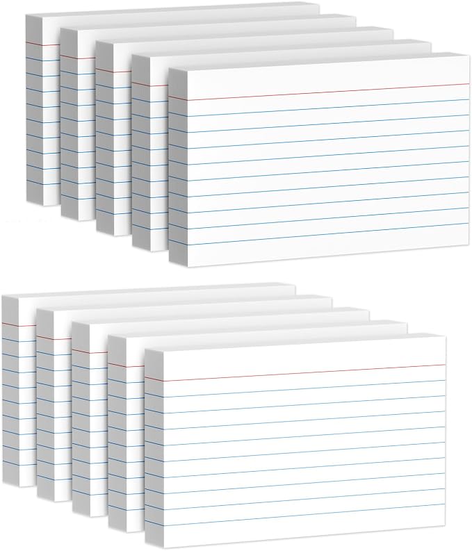 Index Cards 3x5 Inch, Flash Cards, Ruled Lined White Note Cards Paper by Ciphyfee