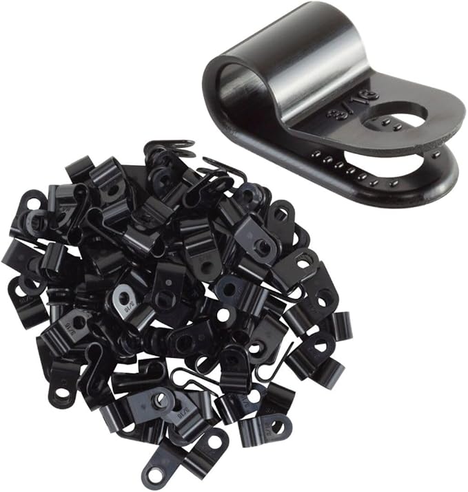 GTSE Black Nylon Plastic Cable Clamps, 3/16" Screw Mounts - Image 2