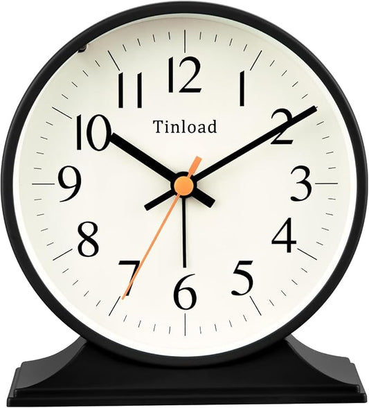 4.5"Retro Analog Alarm Clock, Vintage decor, Super Silent Non Ticking Small by Tinload