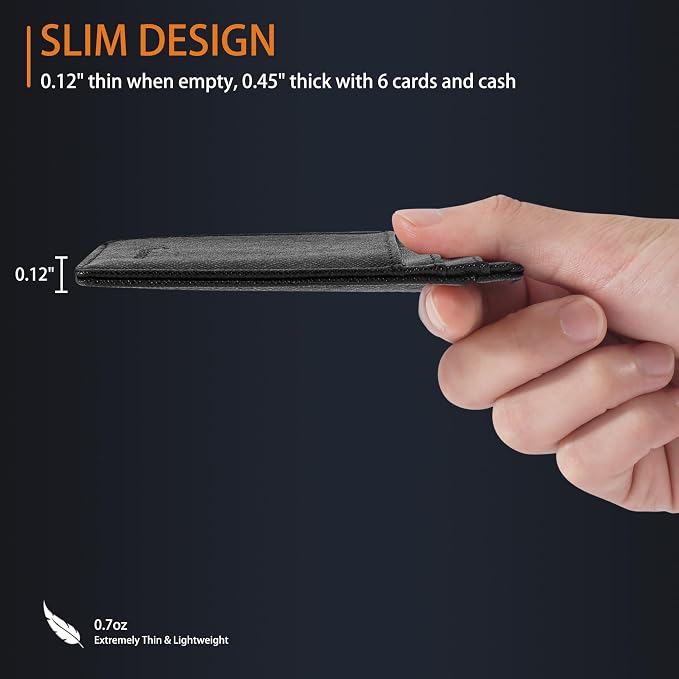 Travelambo Front Pocket Minimalist Leather Slim Wallet RFID Blocking Medium Size - Image 6