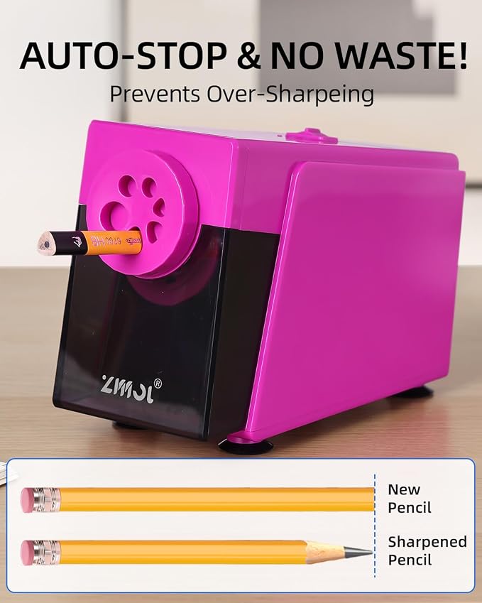 ZMOL Heavy Duty Electric Pencil Sharpener, 6-Hole Classroom Pencil Sharpener - Image 4