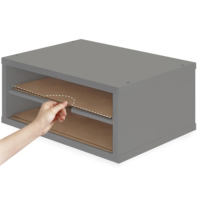 Ballucci File Organizer, 2-Tier Document Paper Sorter, Stackable Wood Desk - Image 4