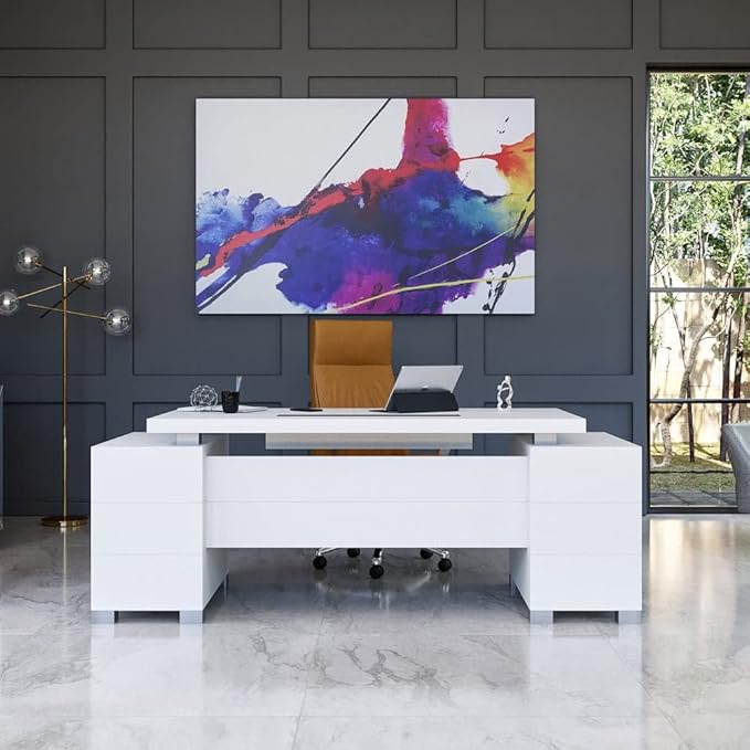 ZURI Forbes Genuine Leather Aluminum Base High Back Executive Chair - Tan-DeskLoop Office