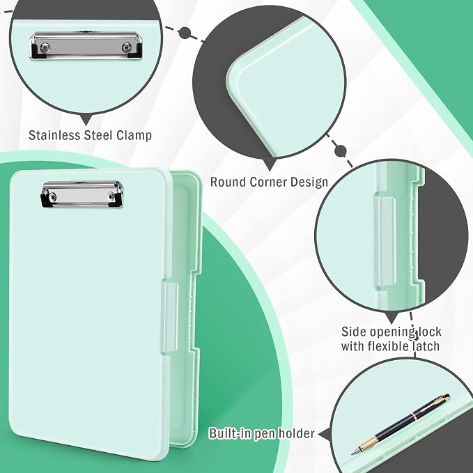 ANZNKU Clipboards with Storage, 13x9.6 Heavy Duty Nursing Clipboard Foldable - Image 3