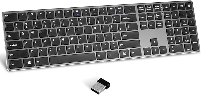 K01R Wireless Keyboard, 2.4G Slim and Compact Wireless Keyboard with Numeric Keypad, Long Battery Life, Lag-Free for PC Laptop Computer Windows, Space Grey-DeskLoop Office