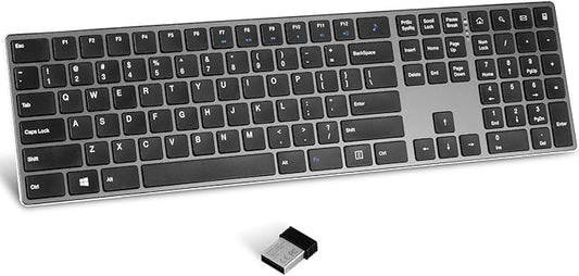 K01R Wireless Keyboard, 2.4G Slim and Compact Wireless Keyboard with Numeric Keypad, Long Battery Life, Lag-Free for PC Laptop Computer Windows, Space Grey-DeskLoop Office
