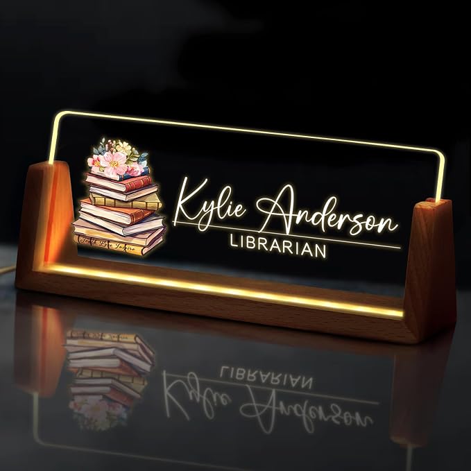 Custom Light Up Name Plate for Desk, Desk Name Plate Personalized by EOBIBIFUN