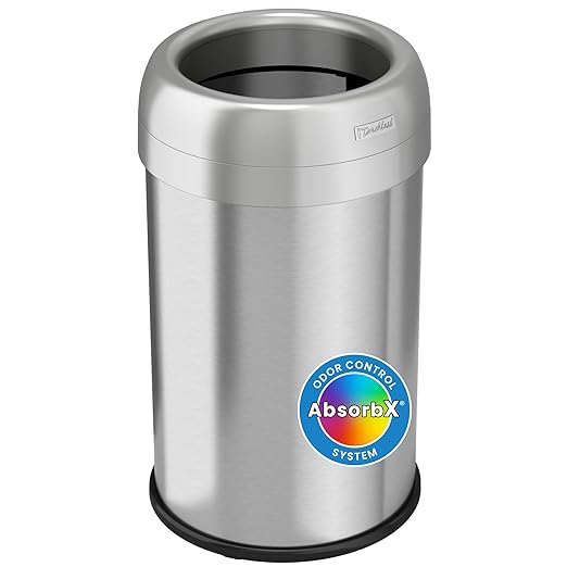 iTouchless 13 Gallon Dual-Deodorizer Trash Can and Recycle Bin Stainless Steel Commercial Grade, Large 10 Inch, Home, Restaurant, Restroom, Office, Open Top, Round-DeskLoop Office