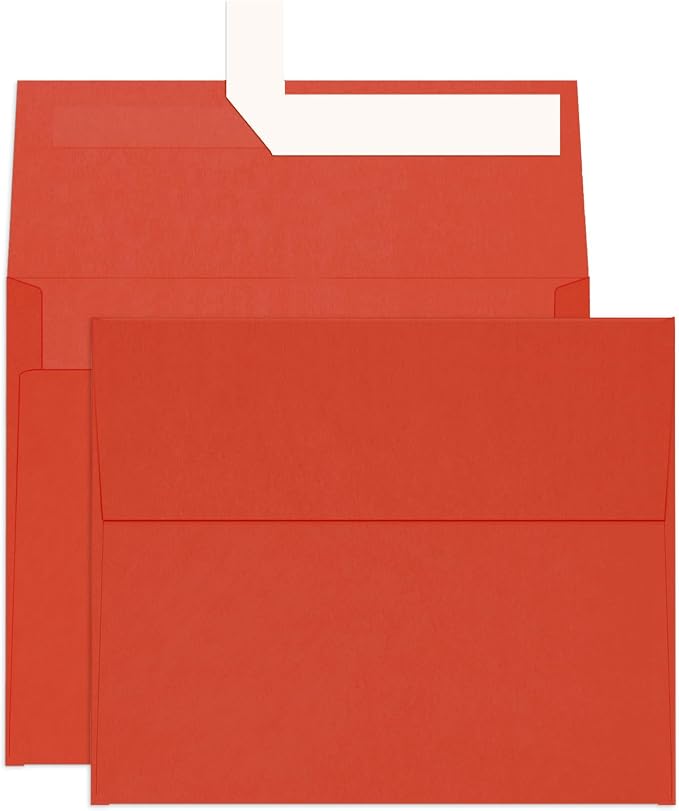 Red A2 Envelopes Self Seal 100 Pack, 120 GSM Printable Goefun 4.375 x 5.75 by Goefun
