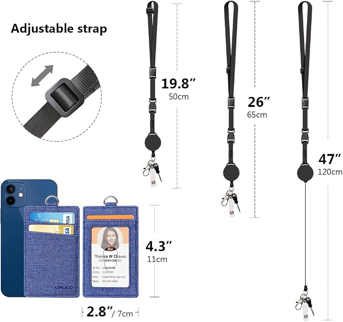 Leather Badge Holder and Adjustable Retractable Lanyards, Quick Release Buckle - Image 4