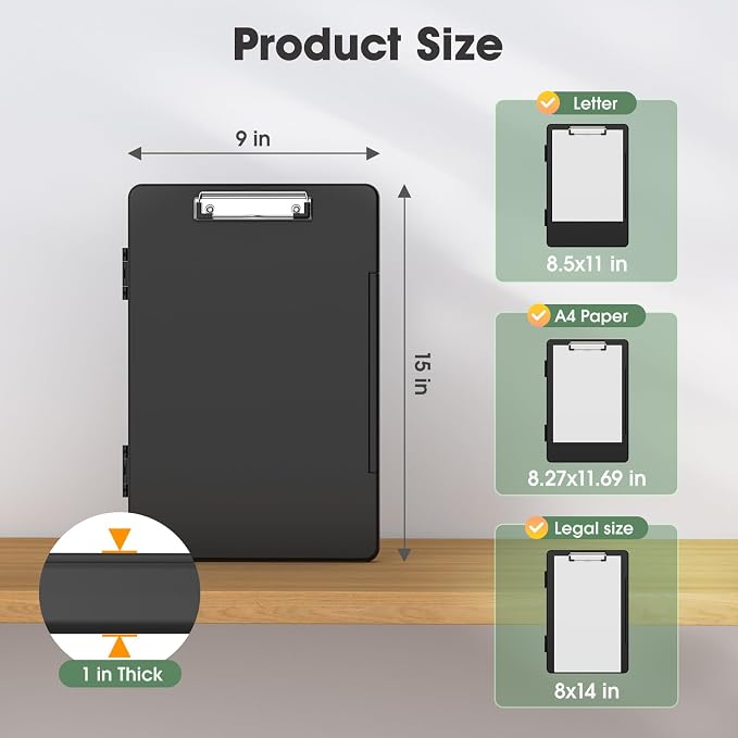 Legal Size Clipboard with Storage, 8.5 x 14 Clip Board, Folio & Side-Opening - Image 3