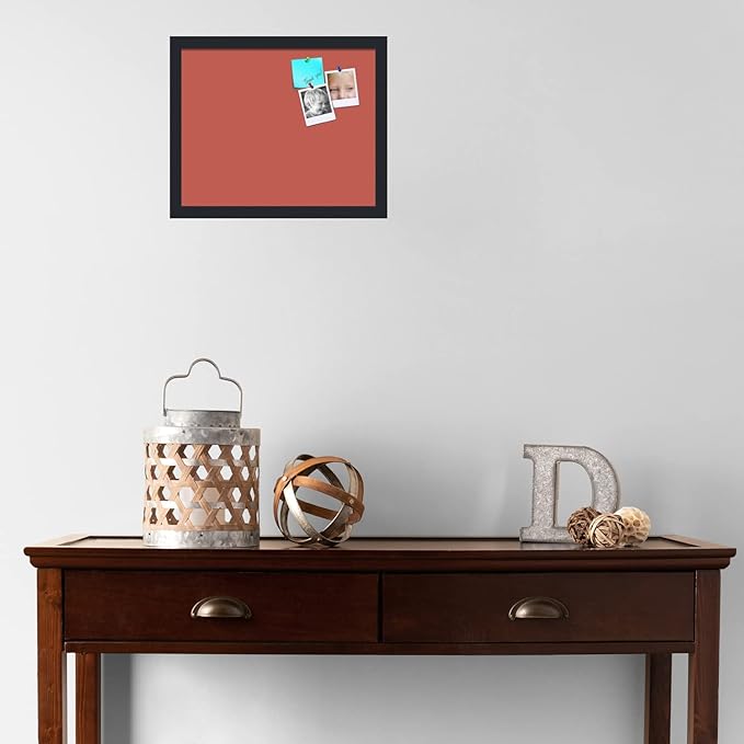 PinPix 16x13 Inch Cork Bulletin Board. This Decorative Framed Pin Board Comes with Crimson Pastel Design and a Satin Black Frame. Ideal for Home Office Decor or Message Board (PinPix-1807)-DeskLoop Office