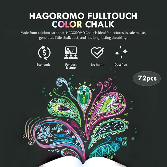 Hagoromo Fulltouch Color Chalk 1 Box [72 Pcs/3 Color Mix]