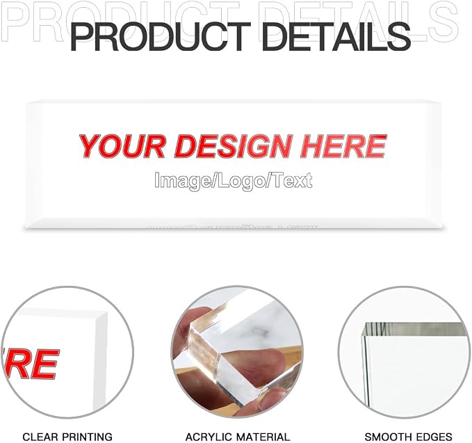 Custom Name Plate for Desk Personalized Acrylic Blocks Customizable Logo Name - Image 4