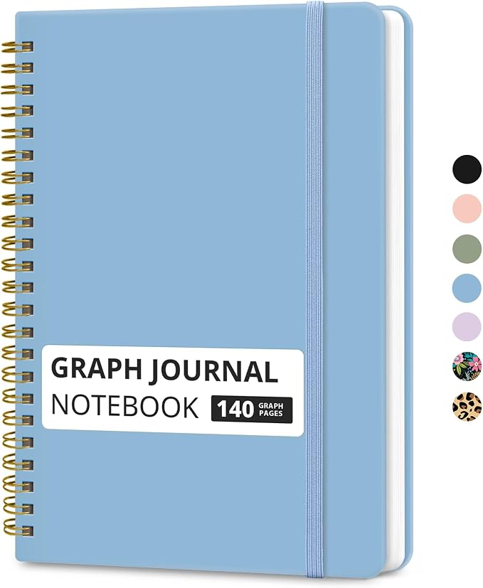 Taja Graph Spiral Journal Notebook by Taja