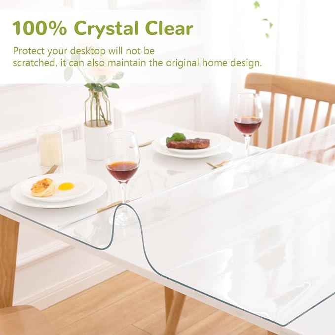 35 x 87 Inch Clear Table Cover Protector, 1.5mm Plastic Table Cover, Waterproof - Image 5