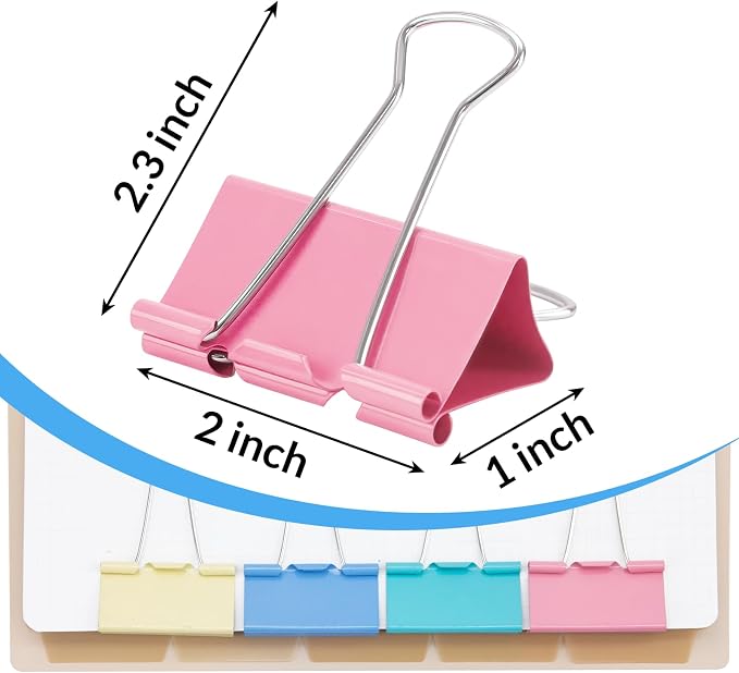2 Inch 40 Pack Extra Large Binder Clips, Colored Jumbo Paper Clips, Big Paper - Image 2