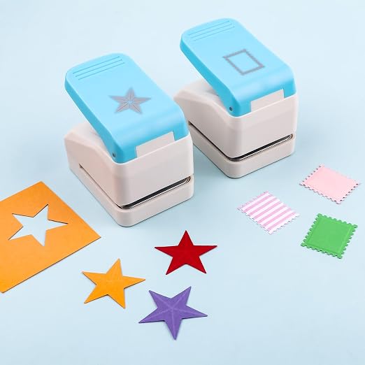 2 Pcs Paper Punch | 3D Star & Stamp Punches | 1.1x0.9 inch Postage Stamp Shape - Image 4